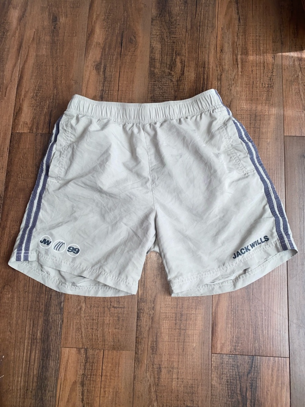 Jack Wills Light Beige Shorts with Navy Logo Stitching